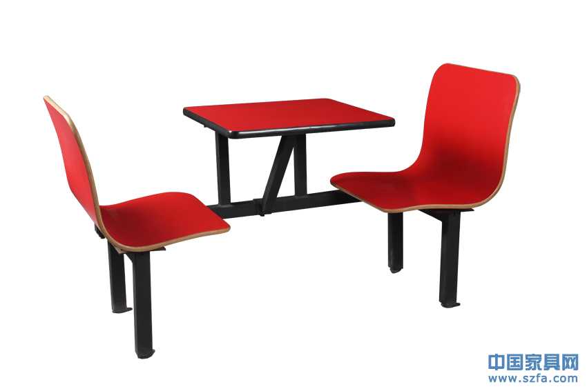 紅色的食堂餐桌椅，連體餐桌椅，餐桌椅配套