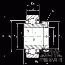 外球面球軸承 E40-KRR, 圓柱外圈，偏心鎖圈定位，兩側(cè) R 型密封