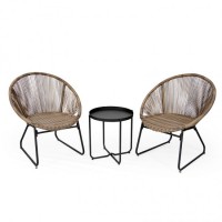 瑞奇麗 手工編藤椅陽(yáng)臺(tái)桌椅三件套 百搭戶外拉繩椅組合
